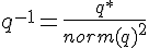 $q^{-1} = \frac{q^*}{norm(q)^2}$